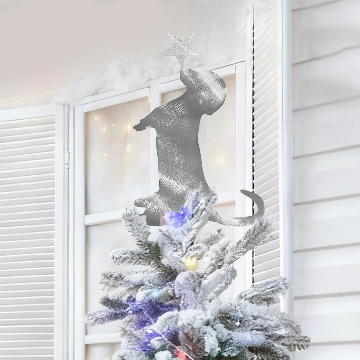 Metal Dachshund Christmas Tree Topper | Dog Holiday Decor