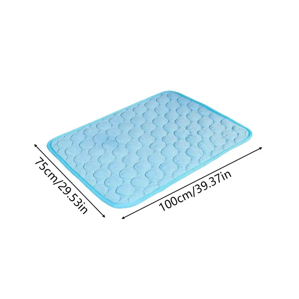 Cooling Dog Mat Washable Heat Relief Ice Rug 100x75cm Self Cooling Pet Mat For Small Medium Large Dog Kitten Crate Kennel Floor Peaceful Pleasures Health and Wellness Blue China Mainland
