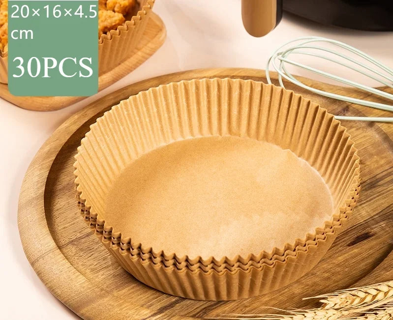 Baking Supplies Air Fryer Paper Liner Kitchens Accessories Large For Kitchen Accessory Non-stick Baking Mat Disposable Peaceful Pleasures Health and Wellness Round-30Pcs