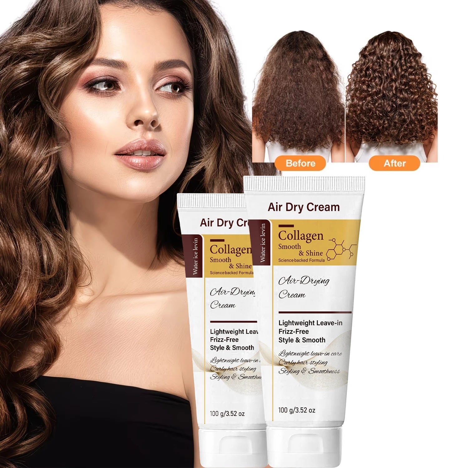 Collagen Leave-In Hair Cream | Frizz-Free Air Dry Styling Leave-In Hair Cream Peaceful Pleasures Health and Wellness