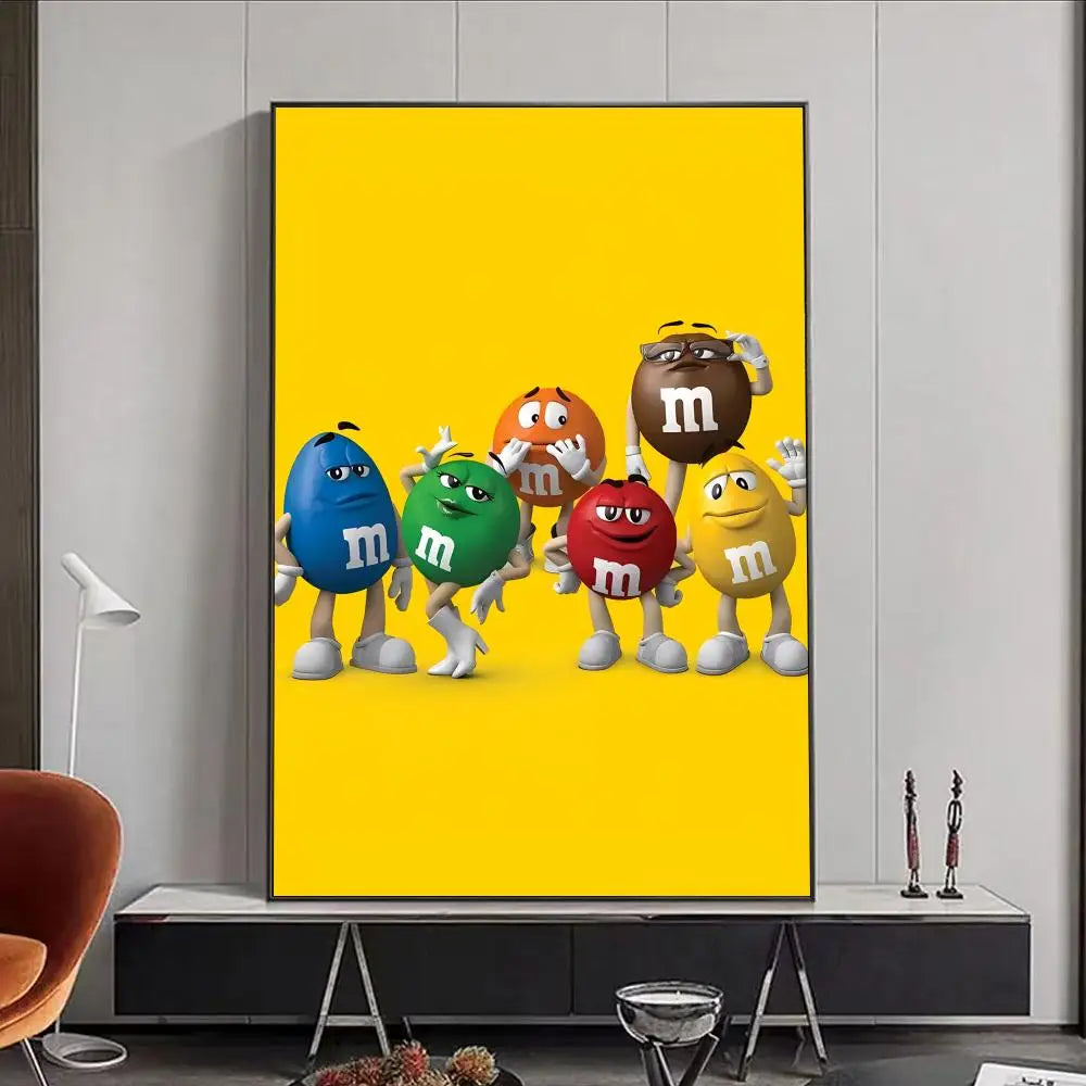 M&M's Candy HD Wall Art Poster – Self-Adhesive Waterproof PVC Wall Art Poster Peaceful Pleasures Health and Wellness Black3 15X20cmNoframe
