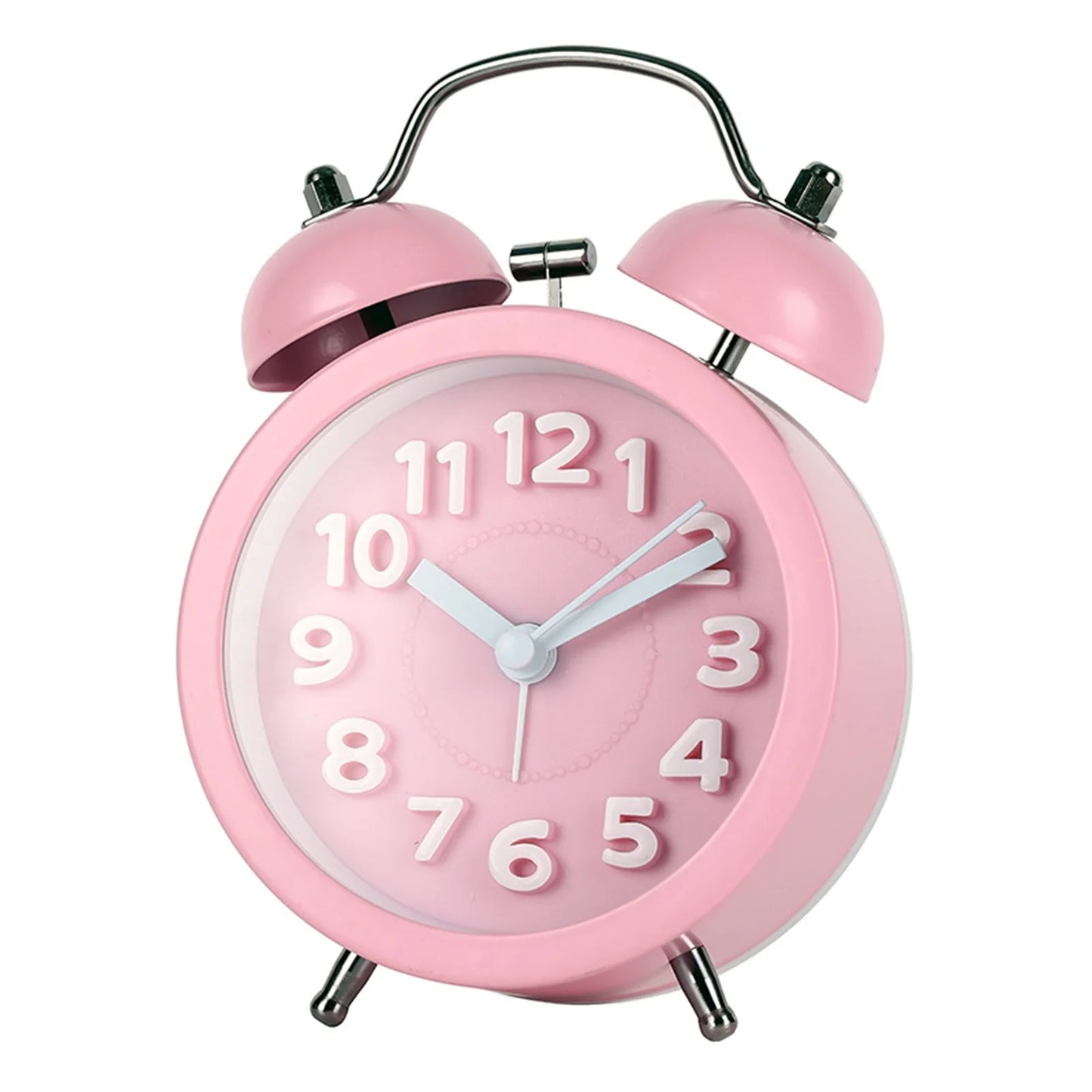 Retro Alarm Clock For Bedside,Stereoscopic Digital Creative Convex Textual Texture Fashionable Metal Silent Night Light Clock Peaceful Pleasures Health and Wellness Pink