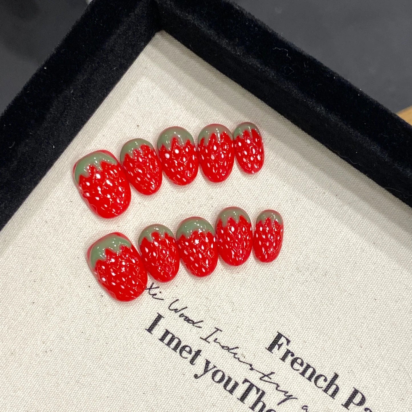 3D Strawberry Press-On Nails | Korean Style Cute Fake Nails Press-On Nails Peaceful Pleasures Health and Wellness M 1