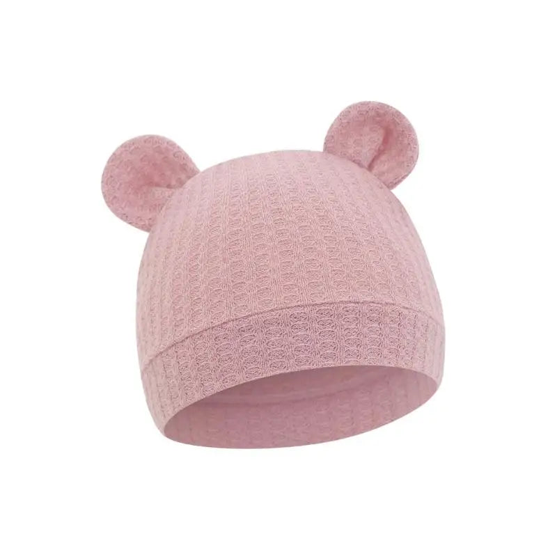 Bear Ear Newborn Baby Hat | Waffle Knit Stretchy Cap 0–24 Months