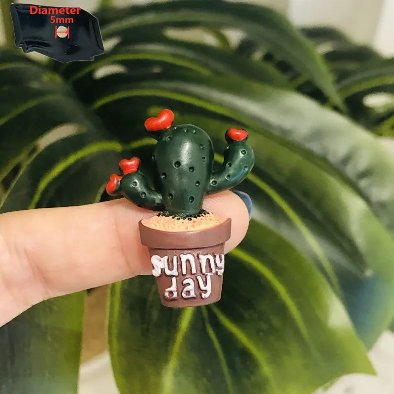 1PCS Resin Sunny Day Cute Mini Plant Succulent Potted Plant Fridge Magnetic Decoration Refrigerator Magnets Sticker Gift Peaceful Pleasures Health and Wellness 2