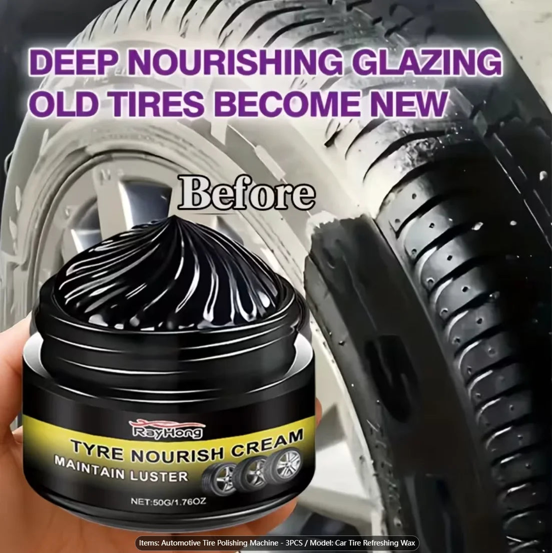 Car Tire Shine Wax – Brightener, Waterproofer & Trim Care