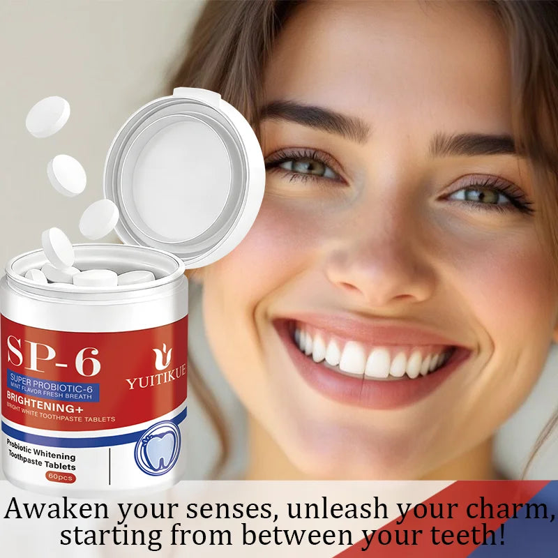 YUITIKUE SP-6 Probiotic Toothpaste Tablets | Mint Flavor | Brightening & Fresh Breath Care 60pcs Peaceful Pleasures Health and Wellness
