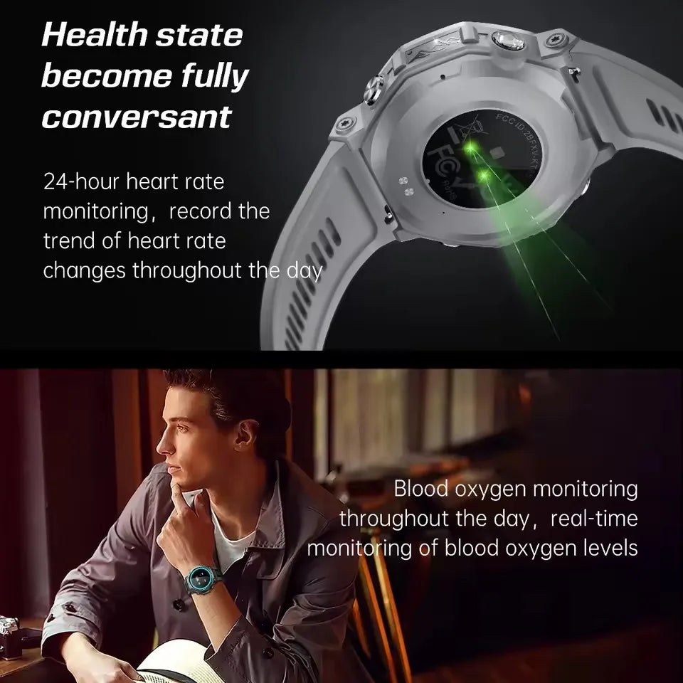 Professional 50 Meters Swimming SmartWatch BT Call Amoled Screen Flashlight Ai Voice Assistant Women Smart Watch Men15 Day Usage Peaceful Pleasures Health and Wellness