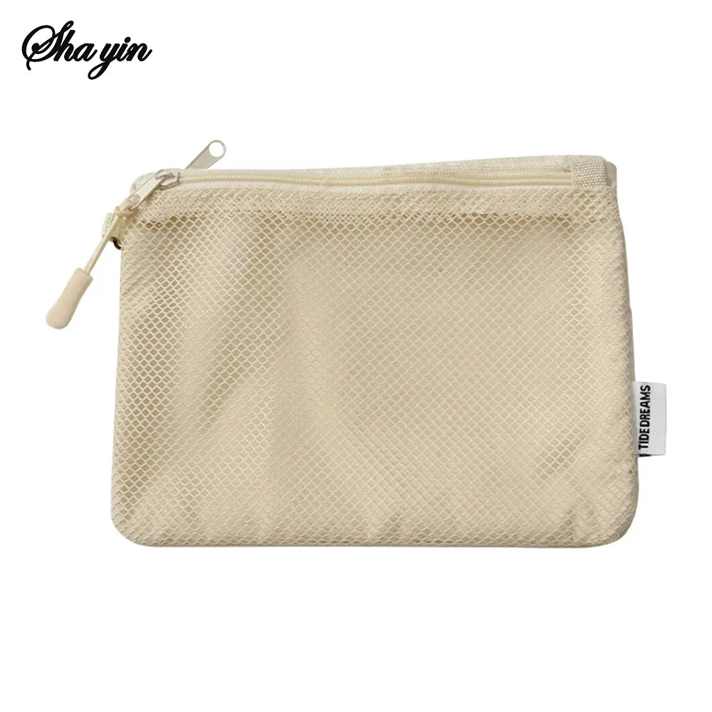 Grid Mesh Mini Double-Layer Pouch – Cables, Coins & Makeup