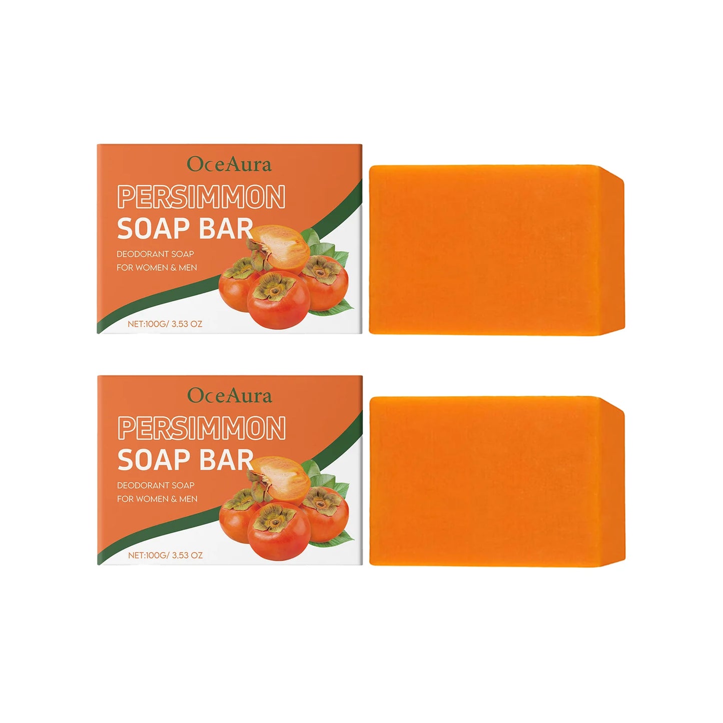 OceAura Persimmon Exfoliating Soap Bar – Moisturizing 100g