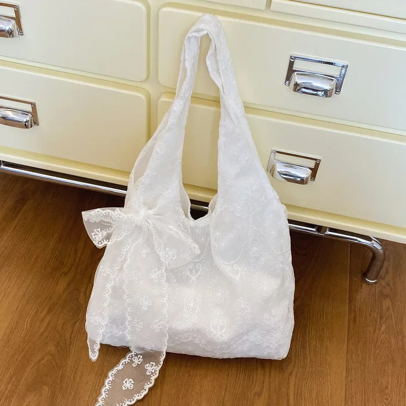Retro Lace Flower Women's Canvas Shoulder Bag Large Capacity Gentle Ladies Tote Vest Bag Summer Travel Underarm Bag Handbags Peaceful Pleasures Health and Wellness With a scarf