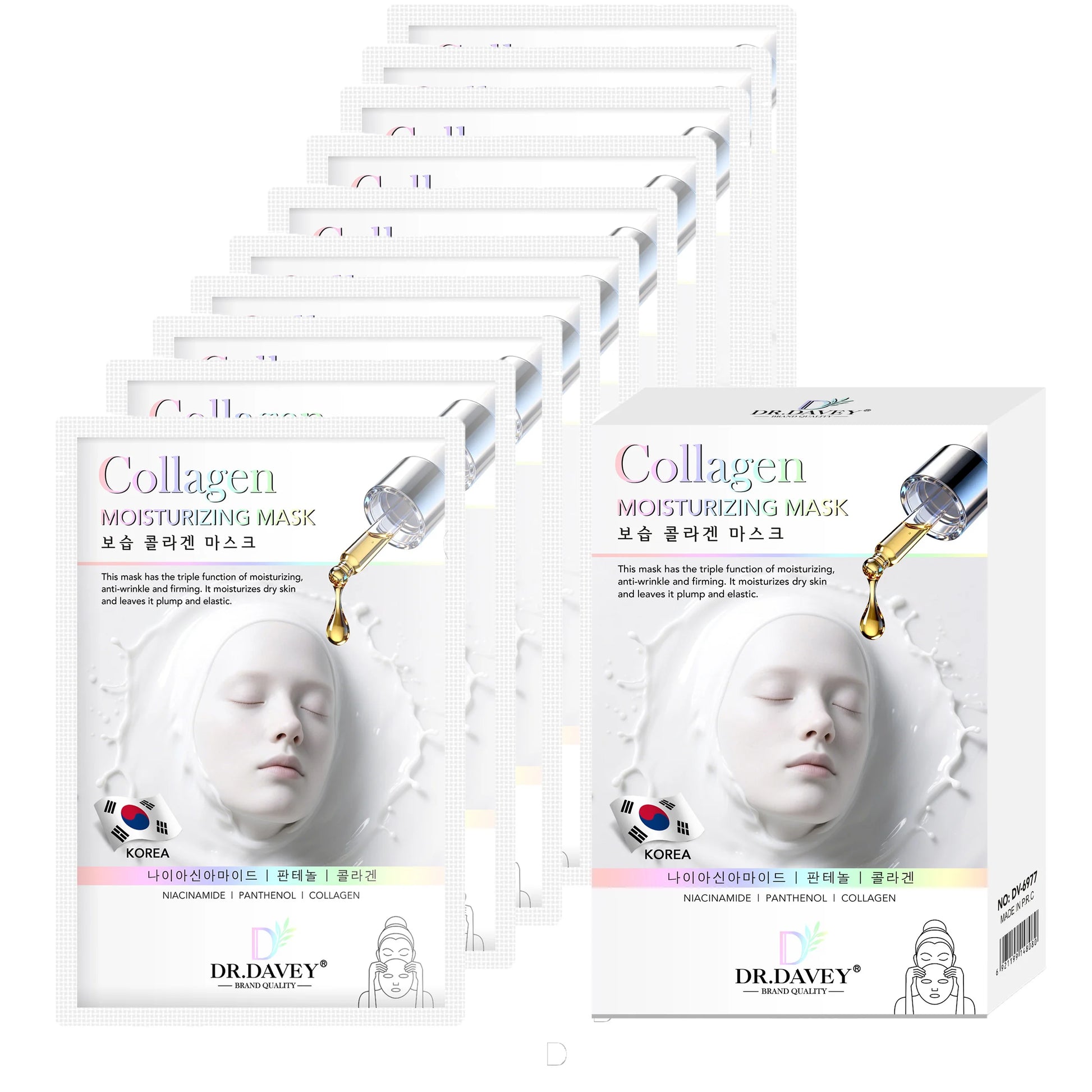 DR.DAVEY Collagen Moisturizing Facial Mask Facial Care Moisturizing and Tender Skin Easy to Absorb Portable 10 Tablets/Box Peaceful Pleasures Health and Wellness Collagen Moisturizin