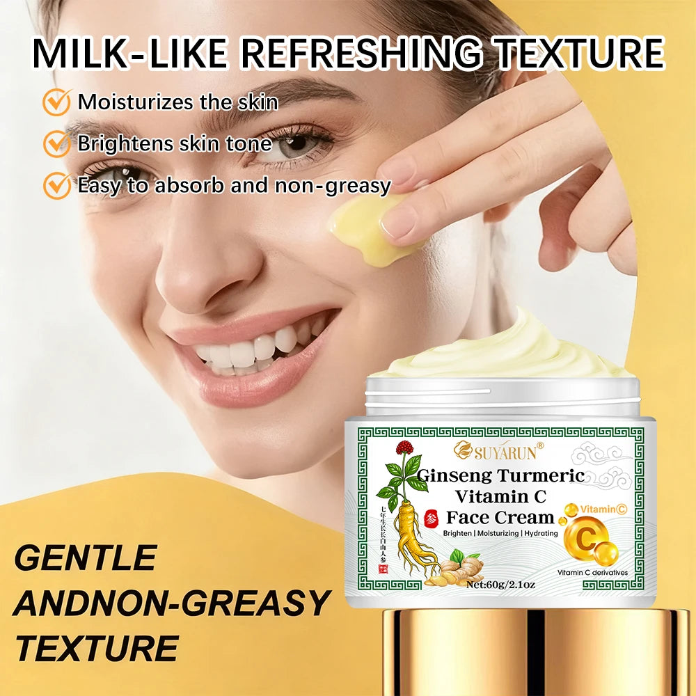 SUYARUN Ginseng & Turmeric Face Cream - Intense Moisturizing, Anti-Aging, Brightening Skincare for Dry/Sensitive Skin Peaceful Pleasures Health and Wellness