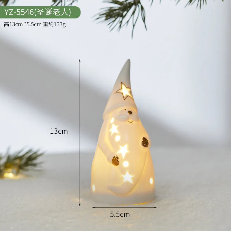 Ceramic Creative Ornaments Small Houses Christmas Decorations Christmas Glowing Snow Houses Home Furnishings INS Ornaments Decor Peaceful Pleasures Health and Wellness YZ-5546