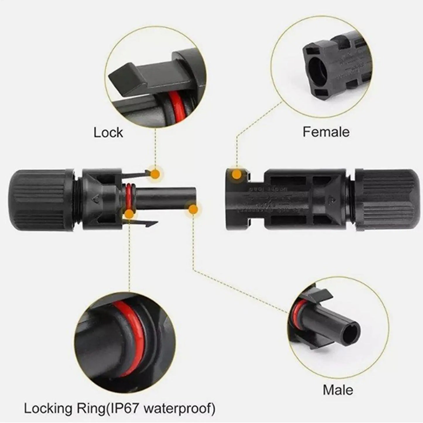 MC4 Solar Panel Connectors 10-Pair Waterproof Kit + Spanner Solar Cable Connectors Peaceful Pleasures Health and Wellness