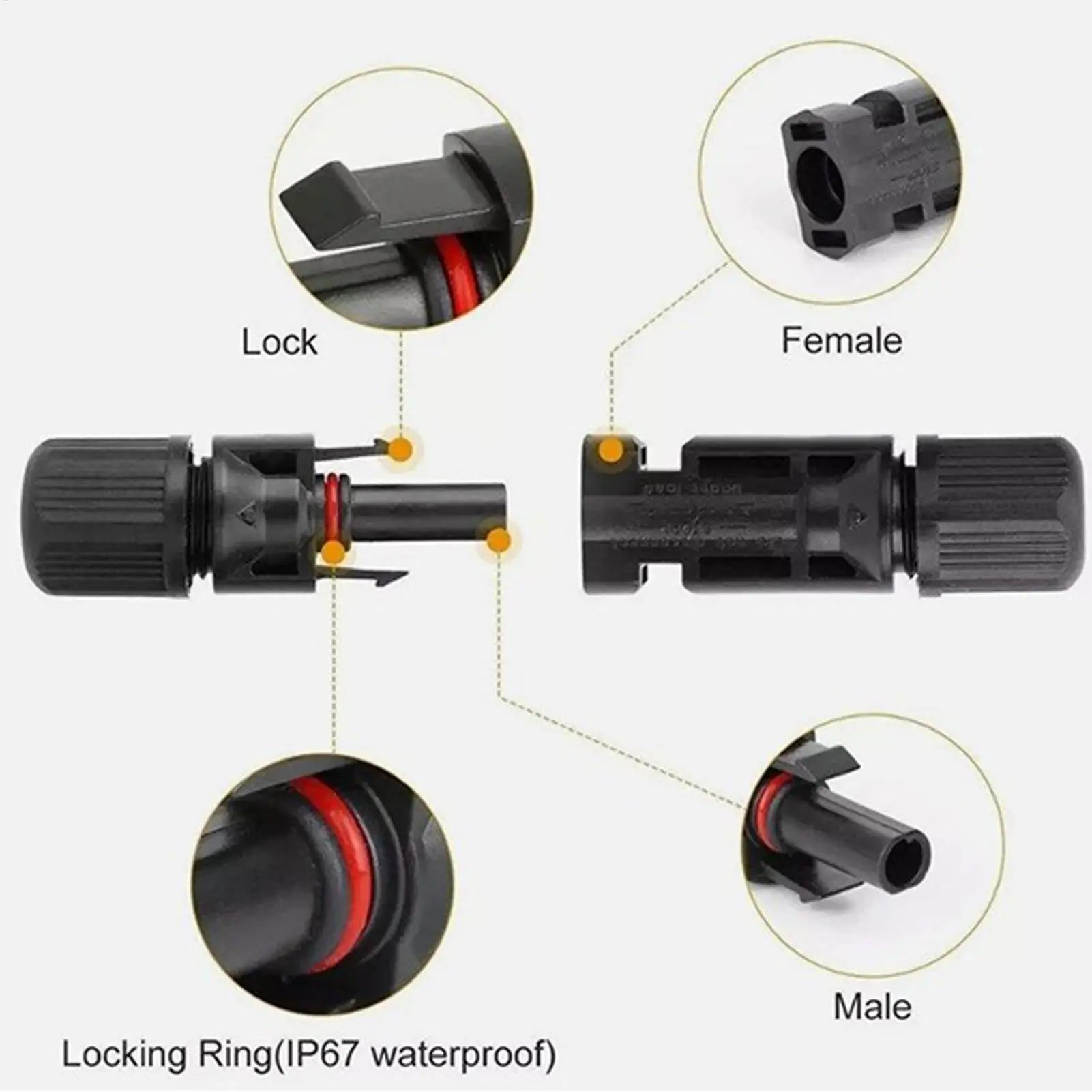 MC4 Solar Panel Connectors 10-Pair Waterproof Kit + Spanner Solar Cable Connectors Peaceful Pleasures Health and Wellness