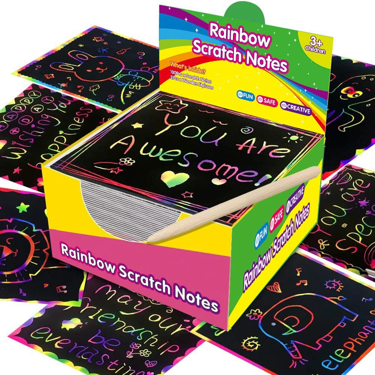 Bview Art Rainbow Scratch Paper Magic Drawing Notes 2 Stylus Xmas