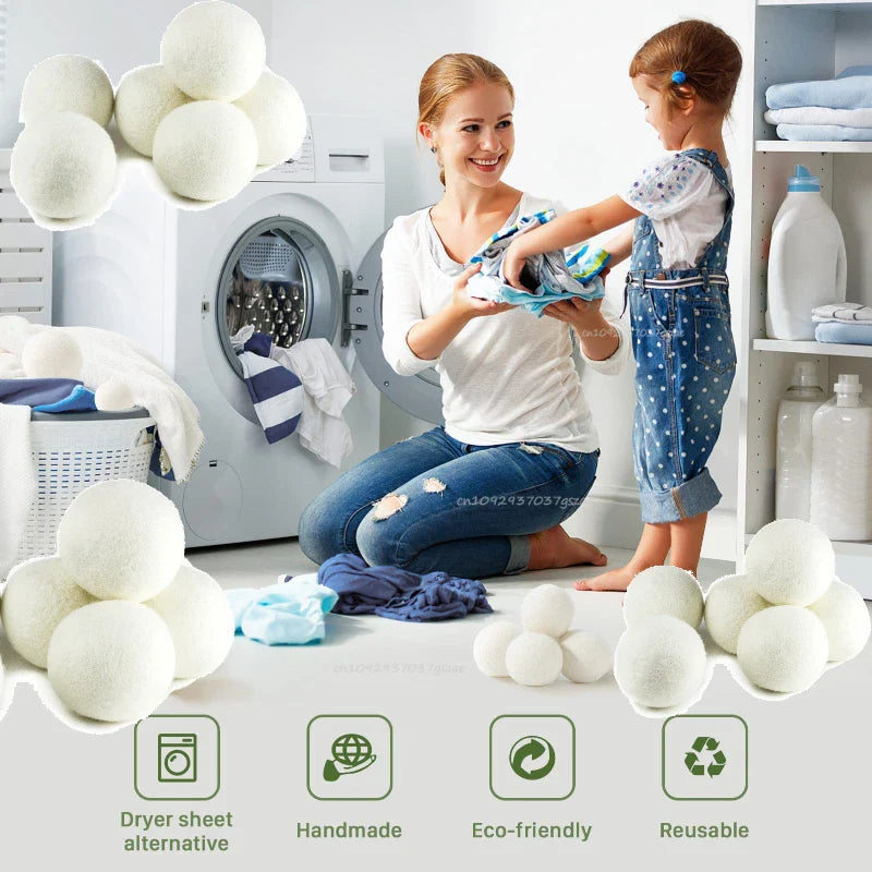 Natural Wool Dryer Balls – Reusable Laundry Fabric Softener