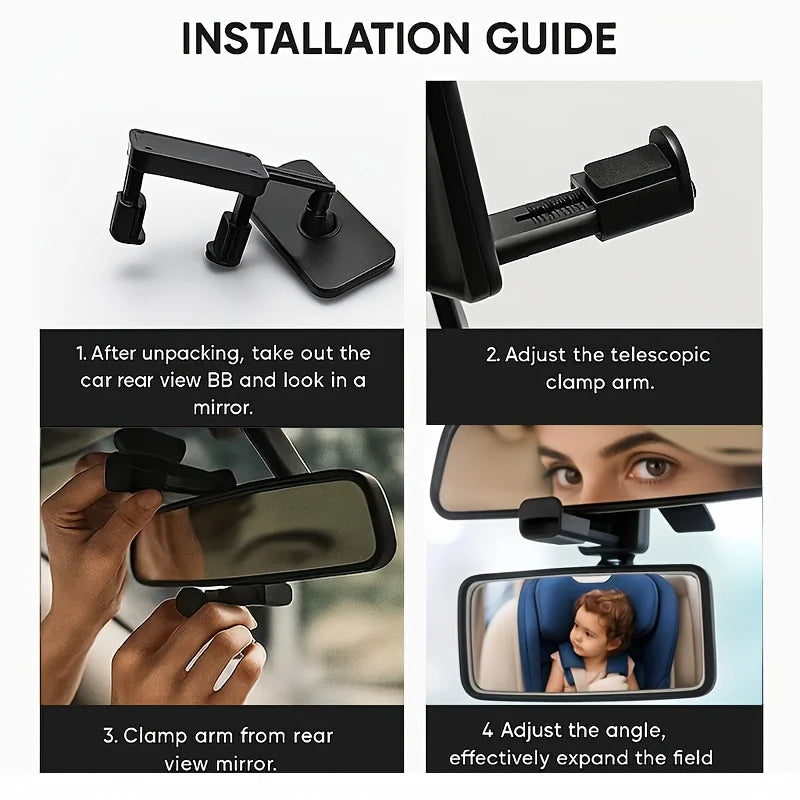 360° Car Baby Back Seat Mirror – HD Rotatable Rearview Monitor