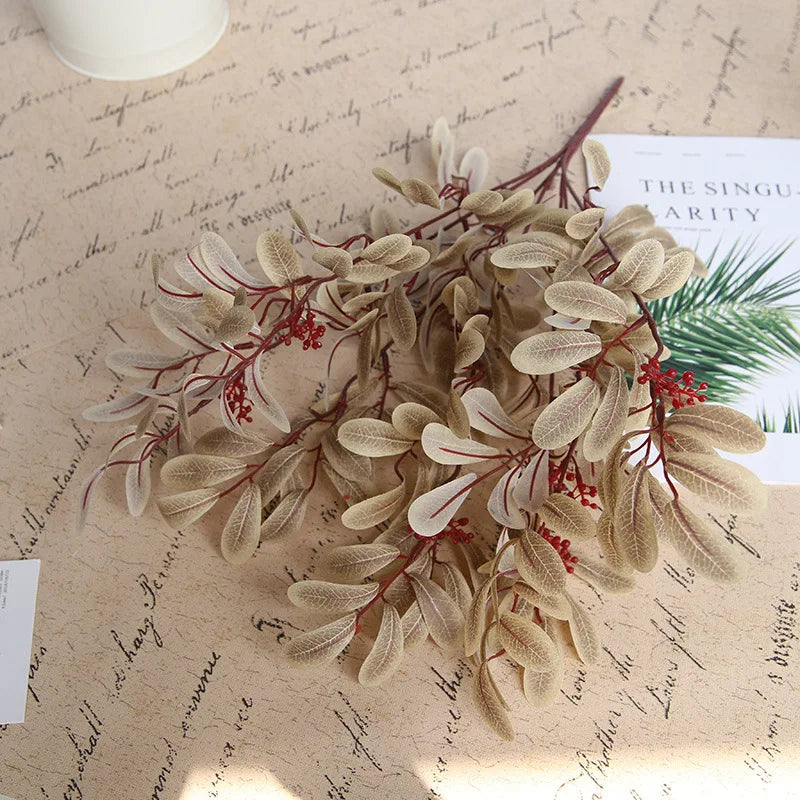 Silk Artificial Willow Bouquet | Fake Green Leaves for Home & Wedding