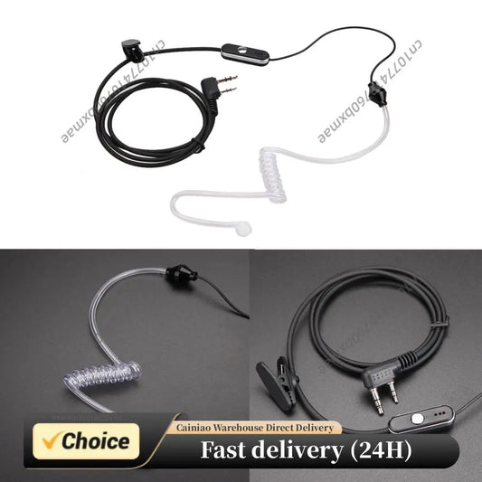Practical Walkie Talkie Earpiece Headset 2 Pin Acoustic Tube Earphone Walkie Talkie Headset PTT MIC for Baofeng Retevis Radios Peaceful Pleasures Health and Wellness