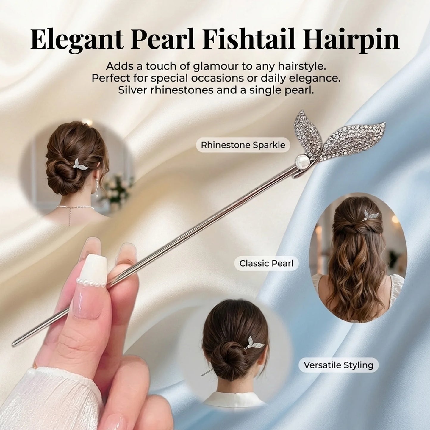 Pearl Mermaid Hairpin Elegant Alloy Accessory for Weddings Parties Women Everyday Use Peaceful Pleasures Health and Wellness
