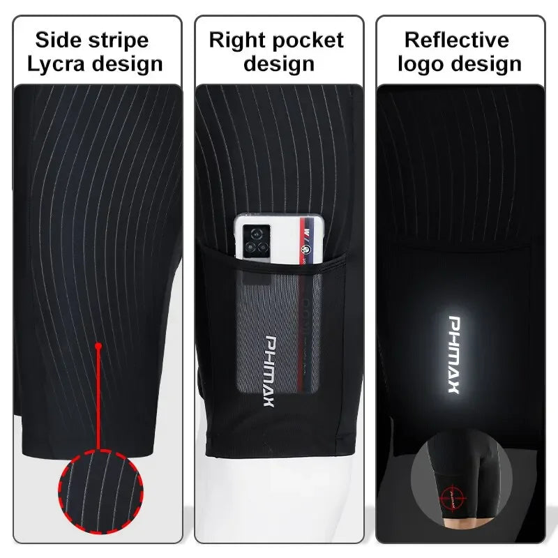 PHMAX Men's Cycling Shorts – 5D Gel Pad, MTB & Road Bike