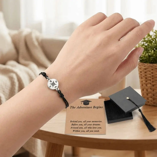Graduation Compass Bracelet | "The Adventure Begins" Gift Set Keepsake Bracelet Gift Oasis Select