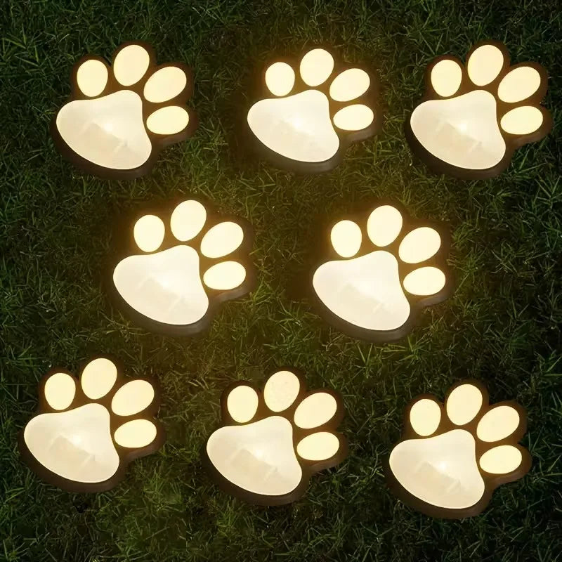Solar LED Paw Print Garden Lights – Waterproof 4–12 Pack
