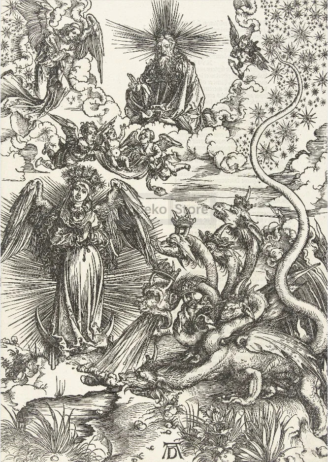 Albrecht Dürer Revelation Canvas Wall Art | B&W Christian Print