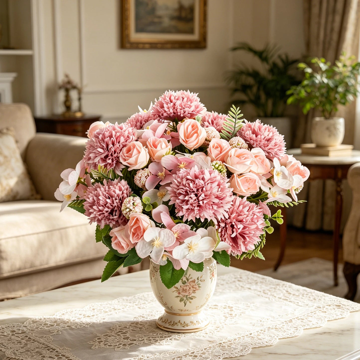 Silk Artificial Rose & Chrysanthemum Bouquet | Wedding Home Decor