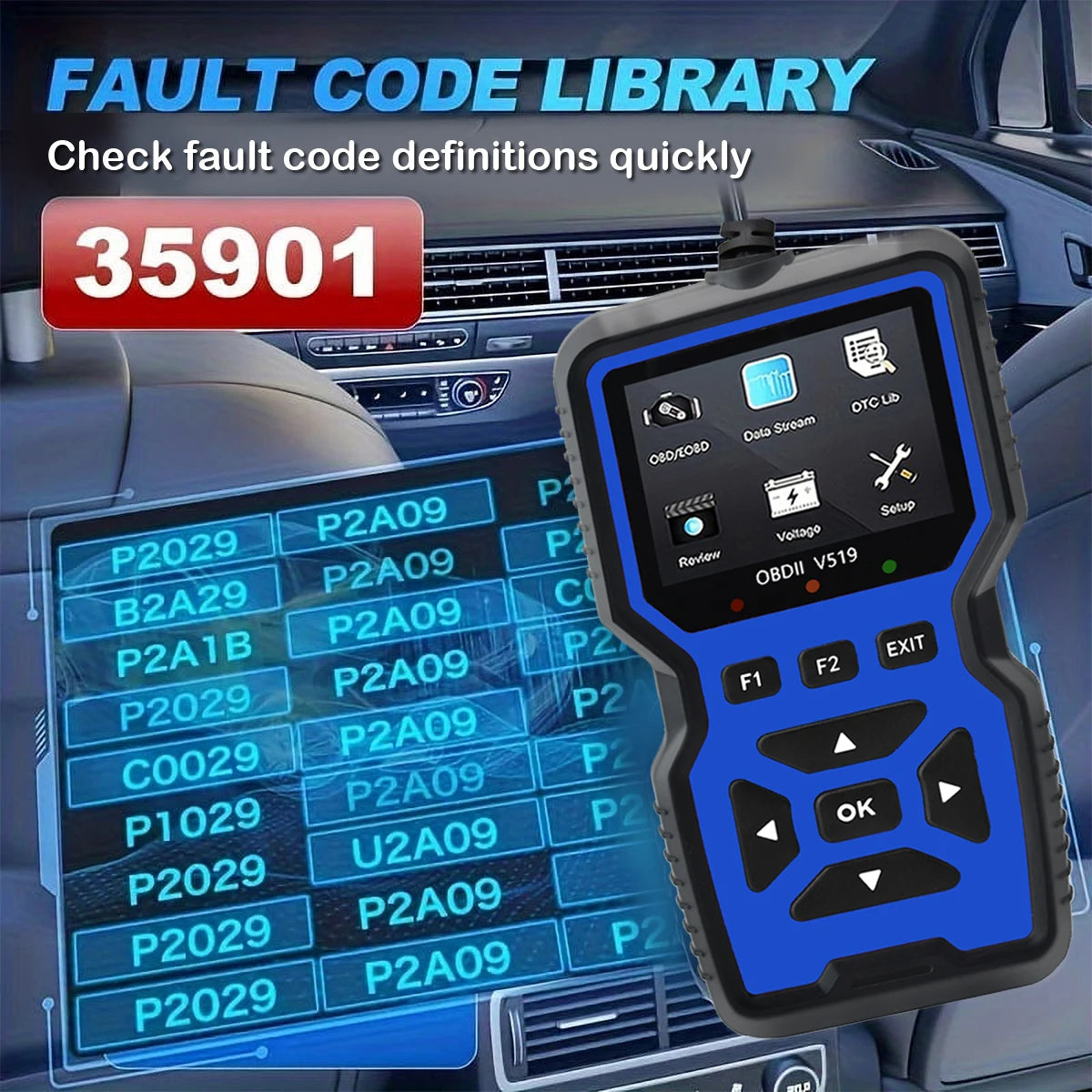 V519 OBD2 Scanner – Engine Code Reader & Voltage Tester Peaceful Pleasures Health and Wellness