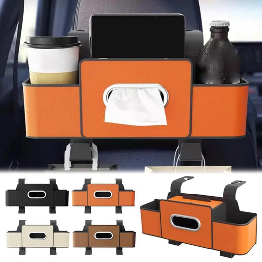 Car Seat Rear Multi-function Convenient Storage Box Key Door Side Sundries Cup Holder Tissue High-quality Leather Storage Box Peaceful Pleasures Health and Wellness