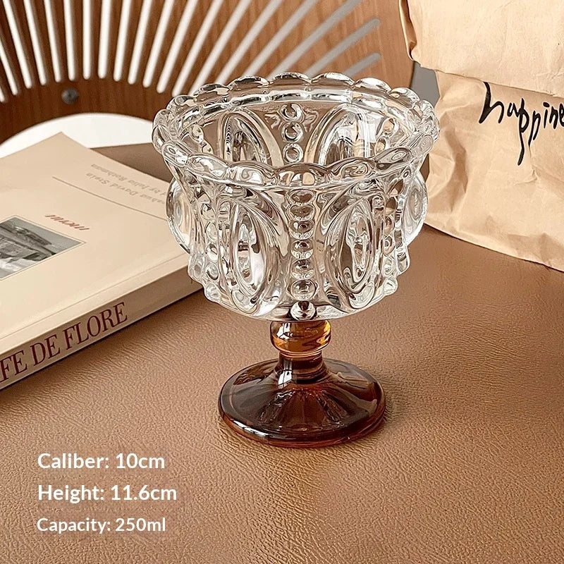 2026 Hot Nordic Relief Cup Glass Cup Ice Cream Ice Cream Dessert Yogurt Pudding Home Dessert Coffee Cup Home Breakfast Container Peaceful Pleasures Health and Wellness Amber 230