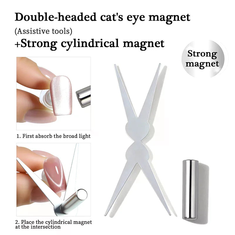 2-in-1 Magnetic Nail Stick Set Double-Headed French Cat Eye Design with Big Y-Shaped Clip for DIY Gel Polish Manicure Peaceful Pleasures Health and Wellness