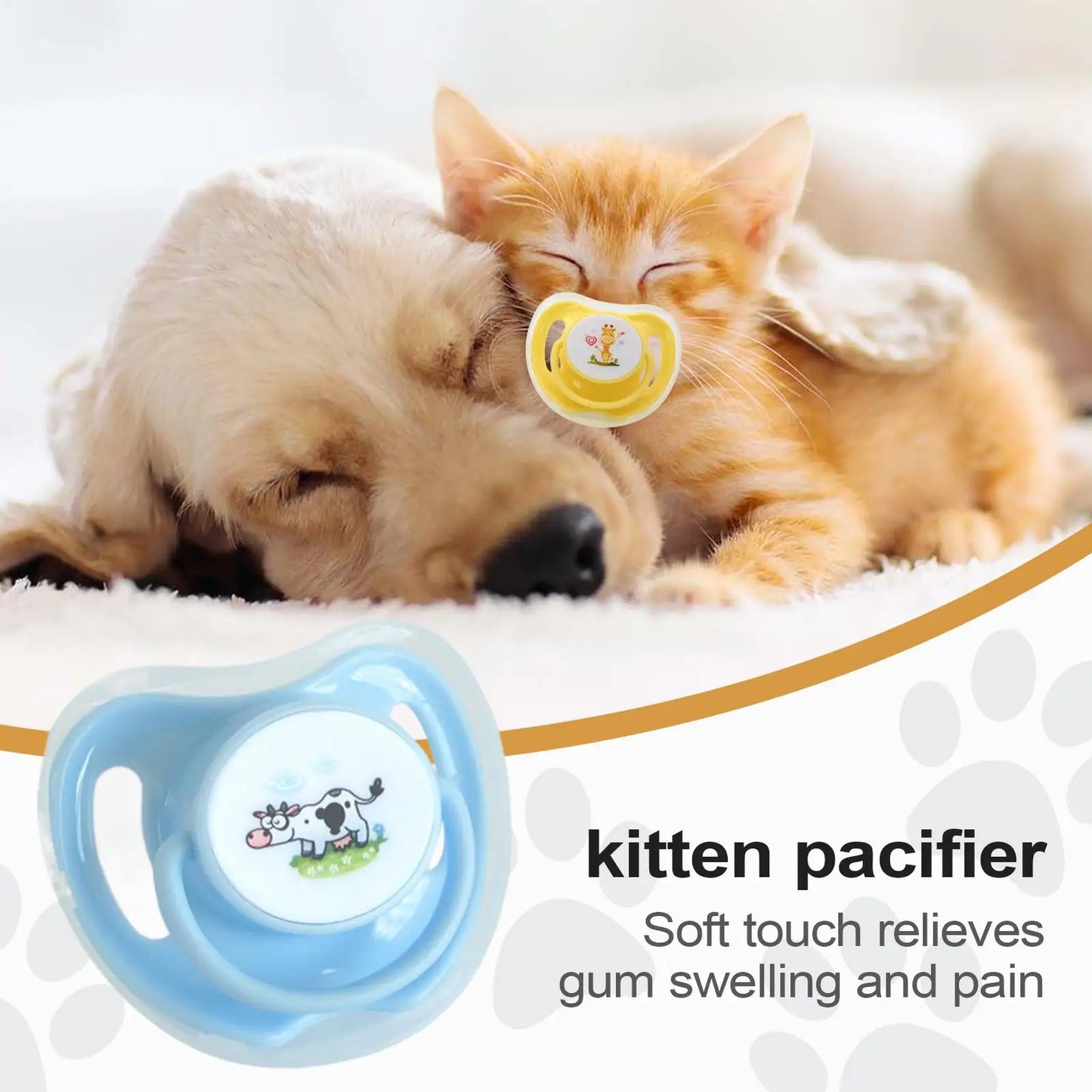 4-Pack Silicone Butterfly Pacifier for Kittens & Puppies + Dust Cover