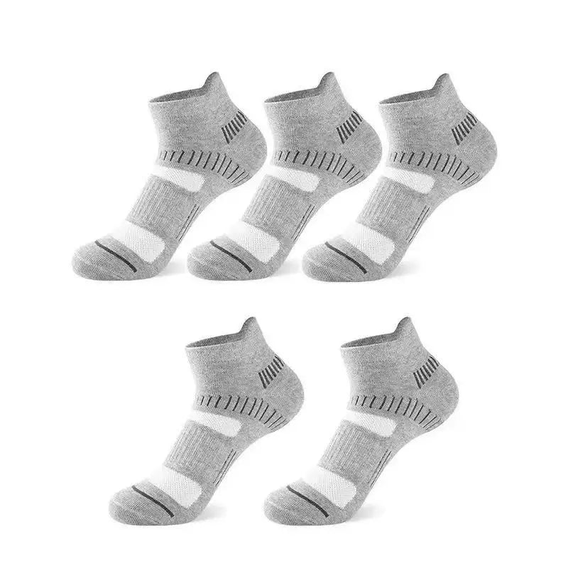 5 Pairs of Men's Sports Socks, Fashionable And Casual Cotton Spring/Summer Style Sweat Absorbing And Breathable Short Socks Peaceful Pleasures Health and Wellness 5 Pairs 3 EU39-43