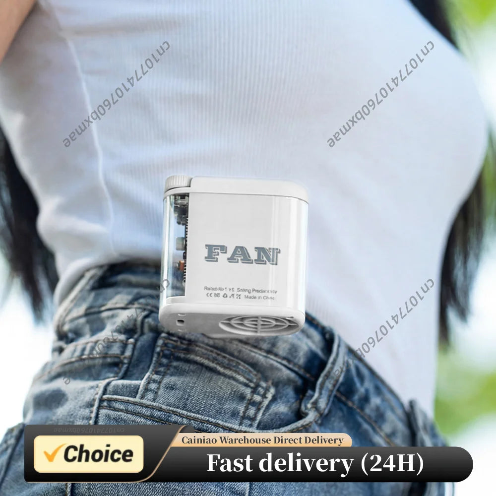 Mini Clip Fan 100 Speeds Adjustable Wearable Waist Fan 1800mAh Battery Built in Colorful Lighting for Camping Vacation Outdoor Peaceful Pleasures Health and Wellness