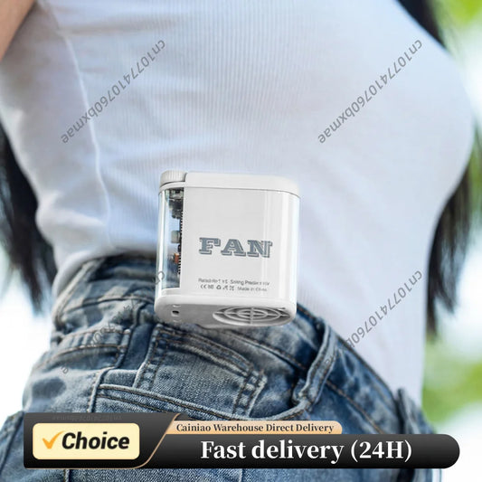 Mini Clip Fan 100 Speeds Adjustable Wearable Waist Fan 1800mAh Battery Built in Colorful Lighting for Camping Vacation Outdoor Peaceful Pleasures Health and Wellness