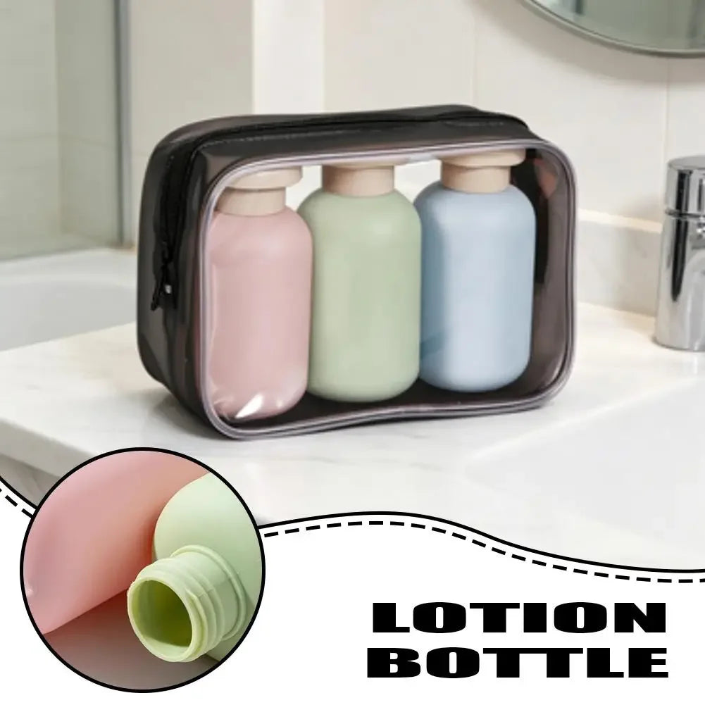 3Pcs 100ML Travel Bottles Set, Leak-Proof Refillable Portable Dispenser for Shampoo Toner Lotion Shower Gel, Travel Essentials Peaceful Pleasures Health and Wellness