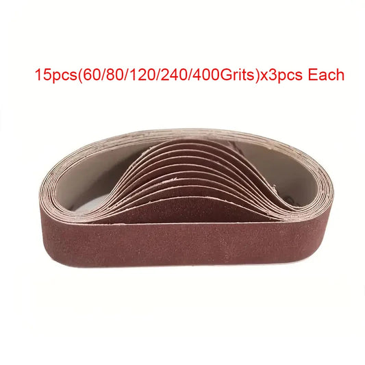 30 X Abrasive Belt 60 80 120 240 400 Grain Sanding Filing Grinding Peaceful Pleasures Health and Wellness 15pcs
