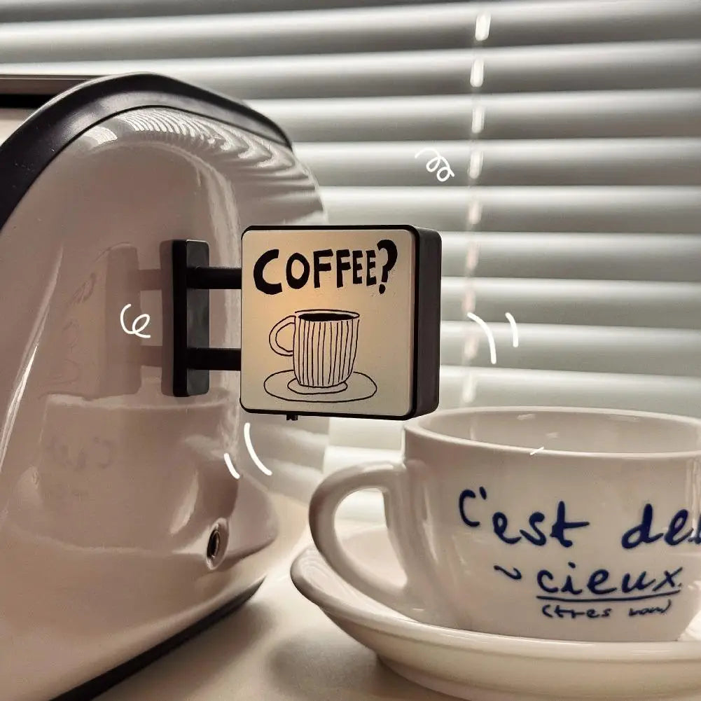 Coffee Corner Suction Lighting Refrigerator Sticker Decoration Creative Magnetic Coffee Light Sign Atmospheric Fridge Magnets Peaceful Pleasures Health and Wellness