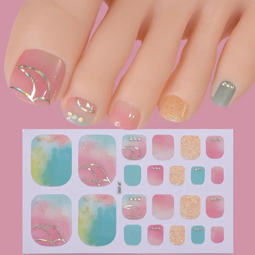 22tips/Sheet Glitter Toenail Stickers Glittering Full Wraps for Summer Pool and Beach for Nail Art and Decorative Nail Decals Peaceful Pleasures Health and Wellness T