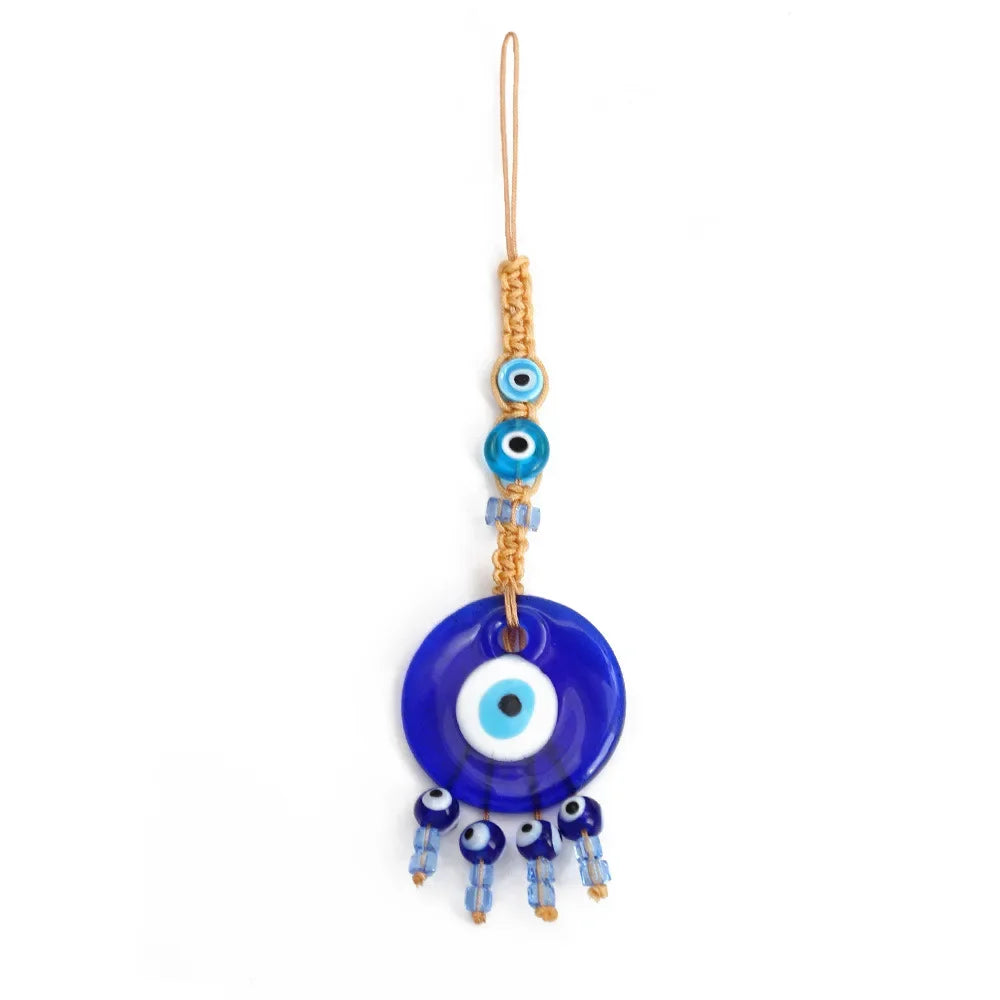 Evil Eye Charm Protection Tassel Crystals Feng Shui Car Room Decor Turkish Blue Eye Retro Glass Pendant Home Decor Gifts nordic Peaceful Pleasures Health and Wellness BE448BU00
