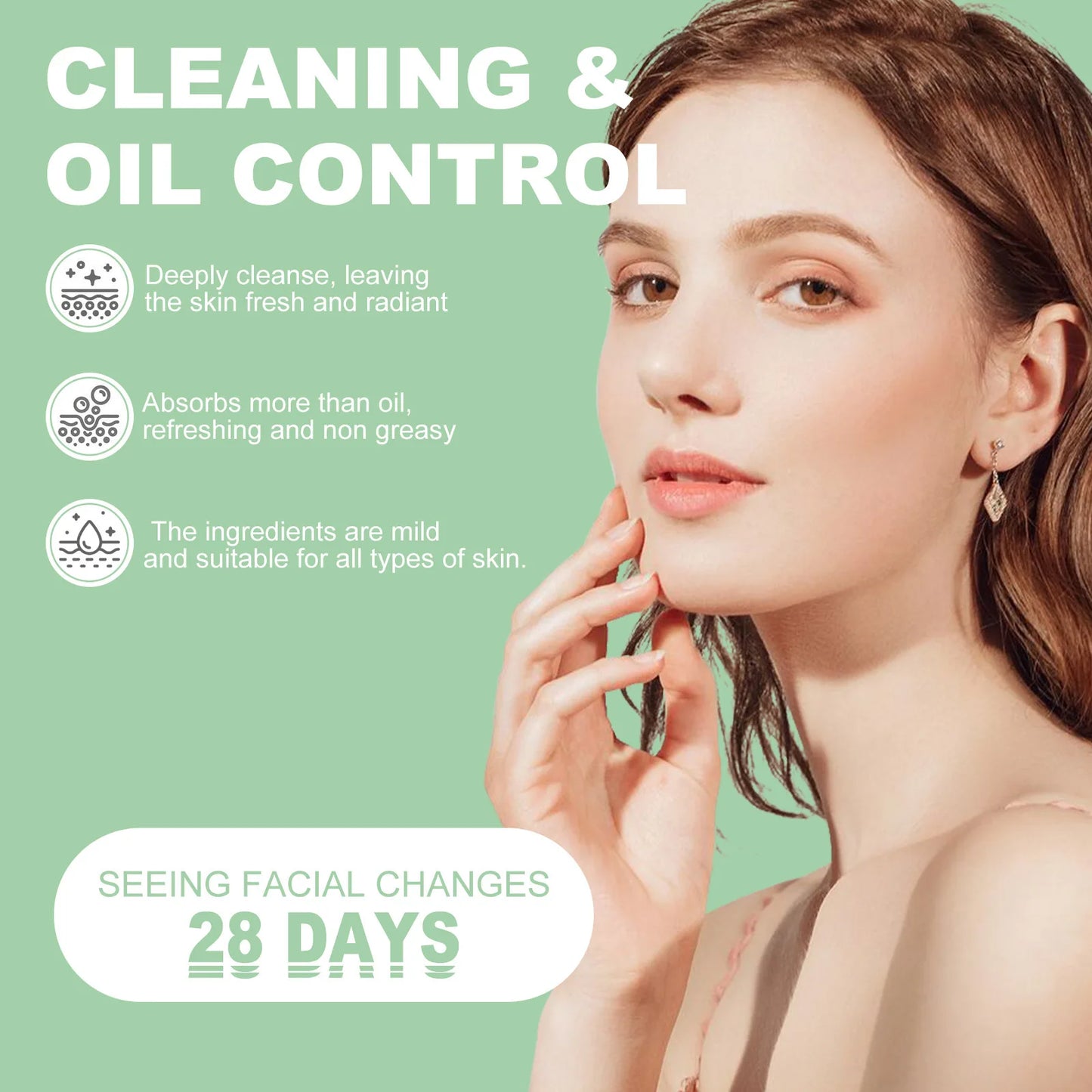 Green Tea Mask Pore Shrinking Oil Control Blackhead Removal Hyaluronic Acid Nourishing Moisturizing Face Wash Foam Face Cleanser Peaceful Pleasures Health and Wellness