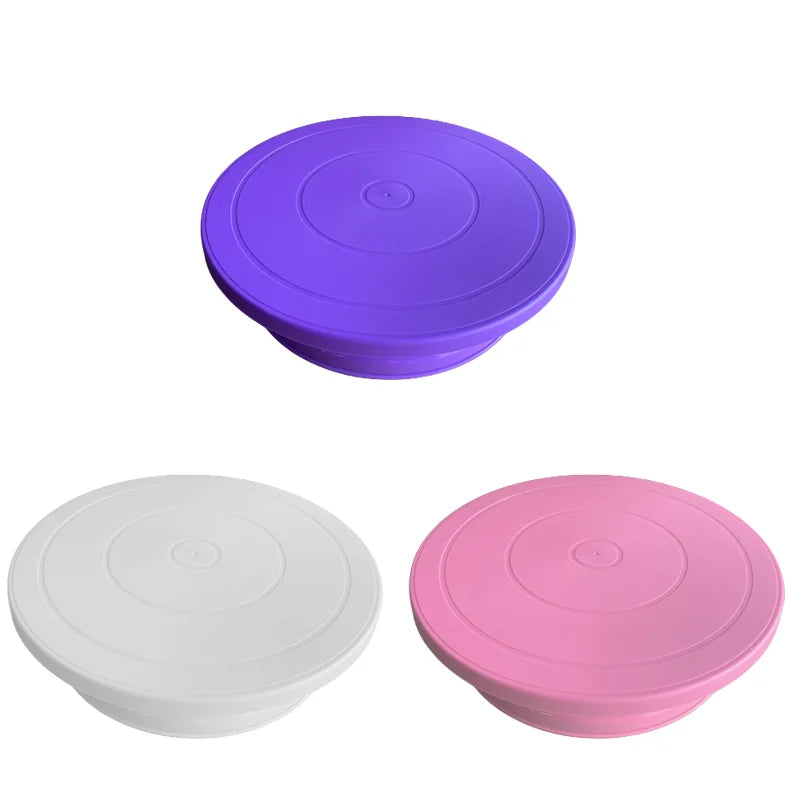 Plastic Cake Turntable Dough Pastry Decorating Cake Stand Rotary Table DIY Pan Round Cookie Stand Rotating Cake Rotary Table Peaceful Pleasures Health and Wellness random color