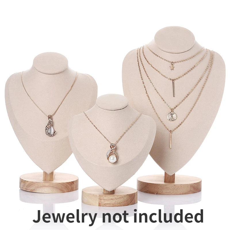 Model Bust Show Exhibitor Velvet Jewelry Display Necklace Pendants Mannequin Jewelry Stand Organizer 3 Colors Peaceful Pleasures Health and Wellness Beige 3PCS