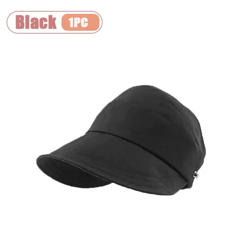 Women's Foldable Wide Brim Sun Hat – Adjustable Visor Cap