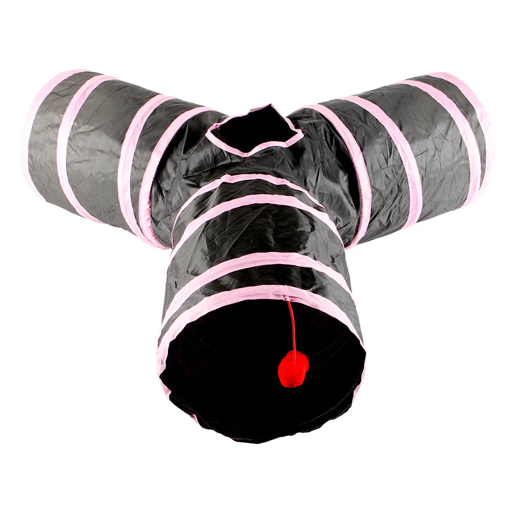 Cat Tunnel Tube Kitty Tunnel Bored Cat Pet Toys Peek Hole Toy Peaceful Pleasures Health and Wellness B18217 Pink Y