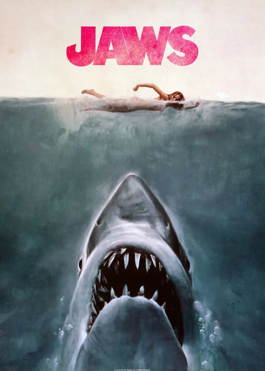 Jaws Posters Shark Canvas Painting Mordern Wall Art Picture Living Room Bedroom Home Decor American Classic Horrible Movie Peaceful Pleasures Health and Wellness T80296-05 40x50cm Unframed
